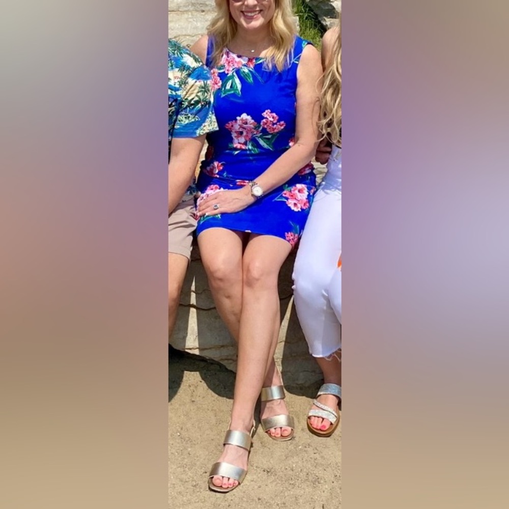 Tropical blue flower sheath dress by Alyx size 4